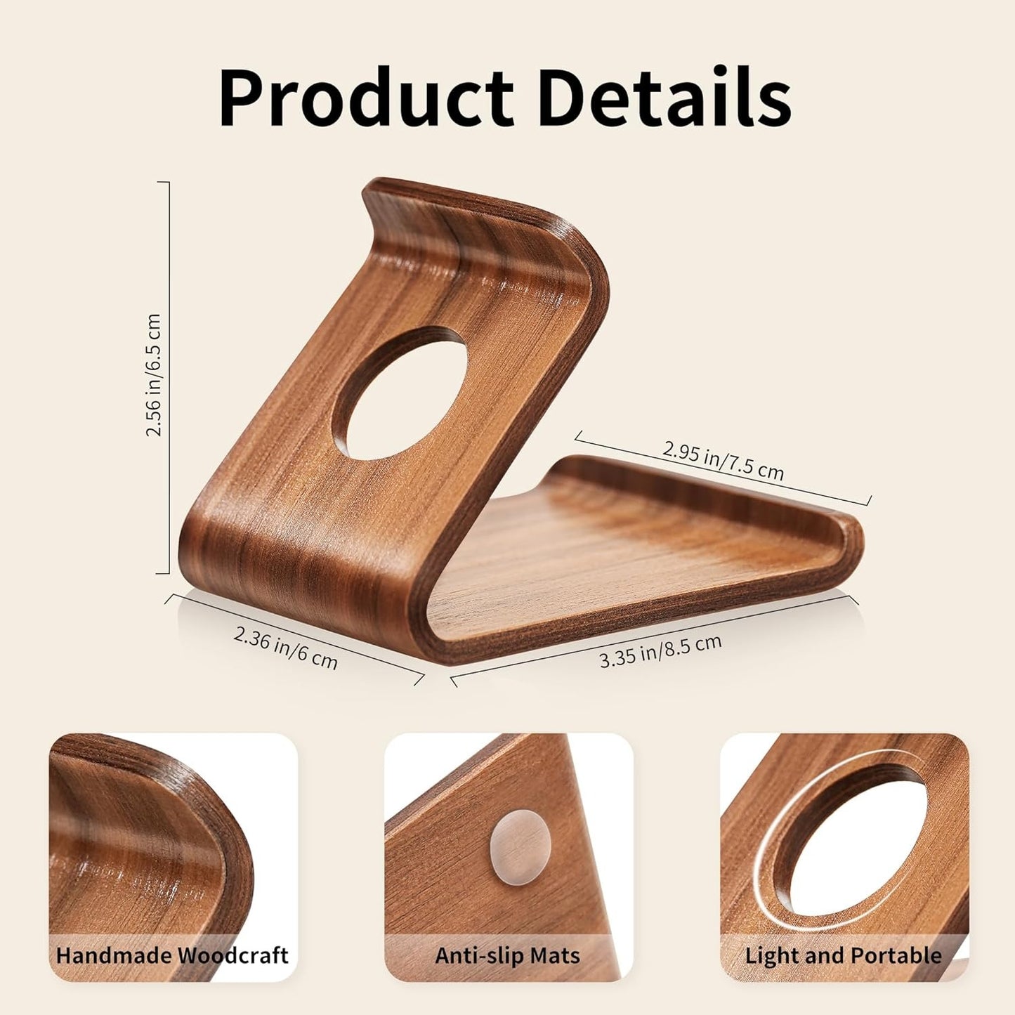 Wooden Cell Phone Stand for Desk